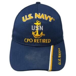 Kys US Navy CPO Retired Anchor Hat Blue Baseball Cap One Size Strapback USN